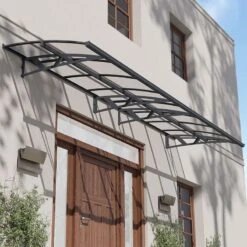 14’8 X 4’7 Palram Canopia Amsterdam 4460 Grey Clear Large Door Canopy (4.47m X 1.39m)
