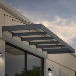 18’6 X 4’7 Palram Canopia Sophia XL 6000 Grey Clear Door Canopy (5.65m X 1.4m)