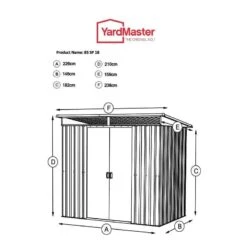 8' X 5' Yardmaster TopLight Pent Metal Shed (2.38m X 1.59m) -Halls || Lifetime || Keter Sales 01 85sp18 8 x 5 yardmaster toplight pent metal shed drawing min 1