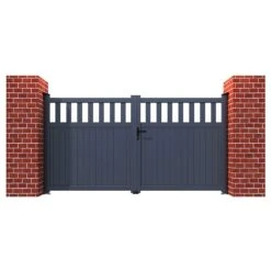 Partial Privacy Premium Aluminium Driveway Double Gates - Grey