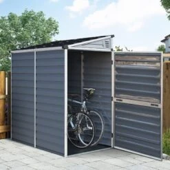 4' X 6' Palram Canopia Grey Skylight Pent Plastic Shed (1.17m X 1.77m) -Halls || Lifetime || Keter Sales 02 702624hd 4x6 palram canopia grey skylight shed insitu2 min