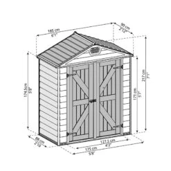 6' X 3' Palram Canopia Tan Skylight Plastic Shed (1.85m X 0.9m) -Halls || Lifetime || Keter Sales 02 703387bun 6x3 palram canopia tan skylight shed drawing min