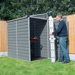 4' X 6' Palram Canopia Grey Skylight Pent Plastic Shed (1.17m X 1.77m) -Halls || Lifetime || Keter Sales 03 702624hd 4x6 palram canopia grey skylight shed insitu3 min