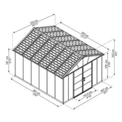 11' X 13.1' Palram Canopia Yukon Dark Grey Skylight Plastic Shed (3.32m X 3.93m) -Halls || Lifetime || Keter Sales 03 705159 11x13 palram canopia yukon shed drawing min