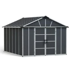 11' X 13.1' Palram Canopia Yukon Dark Grey Skylight Plastic Shed With WPC Floor (3.32m X 3.93m)