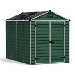 6' X 10' Palram Canopia Green Skylight Plastic Shed (1.85m X 3.04m) -Halls || Lifetime || Keter Sales 03 706037hdbun 6x10 palram canopia green skylight shed render min