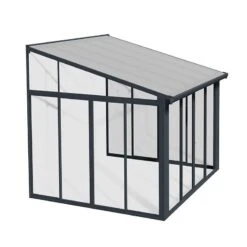 10' X 10' Palram Canopia SanRemo Grey Lean-To Conservatory (3.05m X 3.05m) -Halls || Lifetime || Keter Sales 03 706624 10x10 pc sanremo grey render min