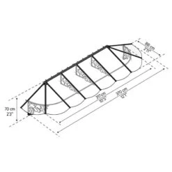 12’2 X 2’11 Palram Canopia Lily 3600 Black Clear Large Door Canopy (3.7m X 0.88m) -Halls || Lifetime || Keter Sales 03 706803 lily 3600 drawing min