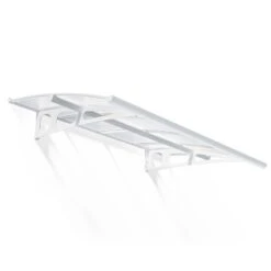 7' X 5' Palram Canopia Bordeaux 2230 Large Door Canopy - White Mist (2.24m X 1.39m) -Halls || Lifetime || Keter Sales 03 706829 7x5 pc bordeaux wm render min