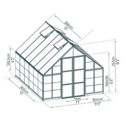 10' X 12' Palram Canopia Balance Silver Greenhouse (3.04m X 3.66m) 17 10' X 12' Palram Canopia Balance Silver Greenhouse (3.04m X 3.66m) -Halls || Lifetime || Keter Sales 03 706963 10x12 pc balance drawing min