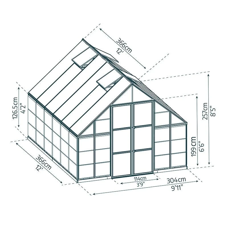 10' X 12' Palram Canopia Balance Silver Greenhouse (3.04m X 3.66m) 3 10' X 12' Palram Canopia Balance Silver Greenhouse (3.04m X 3.66m) - Image 3