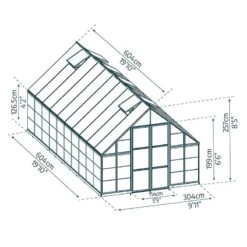 10' X 20' Palram Canopia Balance Silver Large Greenhouse (3.04m X 6.04m) -Halls || Lifetime || Keter Sales 03 707012 10x20 pc balance drawing min