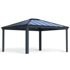 14' X 16' Palram Canopia Dallas Grey Garden Gazebo (4.22m X 4.84m) -Halls || Lifetime || Keter Sales 03 707106 14x16 pc dallas render min