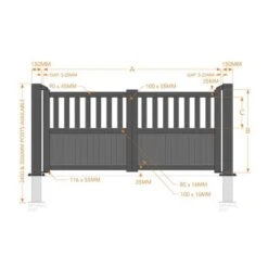 Partial Privacy Premium Aluminium Driveway Double Gates - Black -Halls || Lifetime || Keter Sales 03 rmg014dgblack drawing min