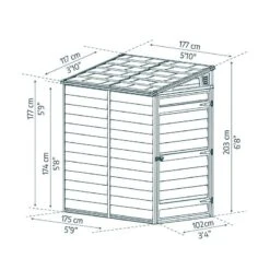 4' X 6' Palram Canopia Grey Skylight Pent Plastic Shed (1.17m X 1.77m) -Halls || Lifetime || Keter Sales 04 702624hd 4x6 palram canopia grey skylight shed drawing min