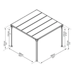 10x10 Palram Canopia Milano 3000 Garden Gazebo -Halls || Lifetime || Keter Sales 04 703728 palram canopia milano 3000 gazebo drawing min