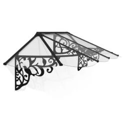 8’9 X 2’11 Palram Canopia Lily 2600 Black Clear Door Canopy (2.67m X 0.88m) -Halls || Lifetime || Keter Sales 04 706801 lily 2600 render min