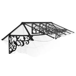 12’2 X 2’11 Palram Canopia Lily 3600 Black Clear Large Door Canopy (3.7m X 0.88m) -Halls || Lifetime || Keter Sales 04 706803 lily 3600 render min