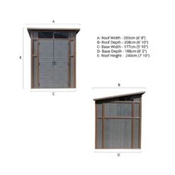 7’ X 7’ Mercia Premium Composite Pent Shed (2.03m X 2.08m) -Halls || Lifetime || Keter Sales 04 esdxl30pls027 mercia 7x7 composite shed drawing min