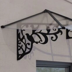 13’10 X 2’11 Palram Canopia Lily 4100 Black Clear Large Door Canopy (4.21m X 0.88m) -Halls || Lifetime || Keter Sales 05 706804 lily 4100 feature1 min 1
