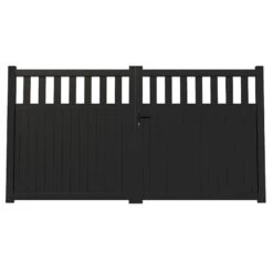 Partial Privacy Premium Aluminium Driveway Double Gates - Black -Halls || Lifetime || Keter Sales 05 rmg014dgblack render2 min