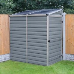 4' X 6' Palram Canopia Grey Skylight Pent Plastic Shed (1.17m X 1.77m) -Halls || Lifetime || Keter Sales 09 702624hd 4x6 palram canopia grey skylight shed insitu4 min