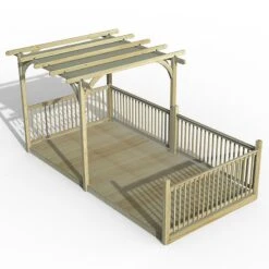 16' X 8' Forest Large Pergola Deck Kit With Retractable Canopy (4.88m X 2.44m)