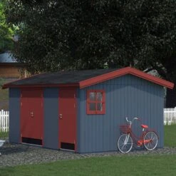 15' X 11' Palmako Olaf Premium (88mm) Multi-room Shed (4.5m X 3.3m) -Halls || Lifetime || Keter Sales 101231 15x11 palmako olaf shed insitu3 min