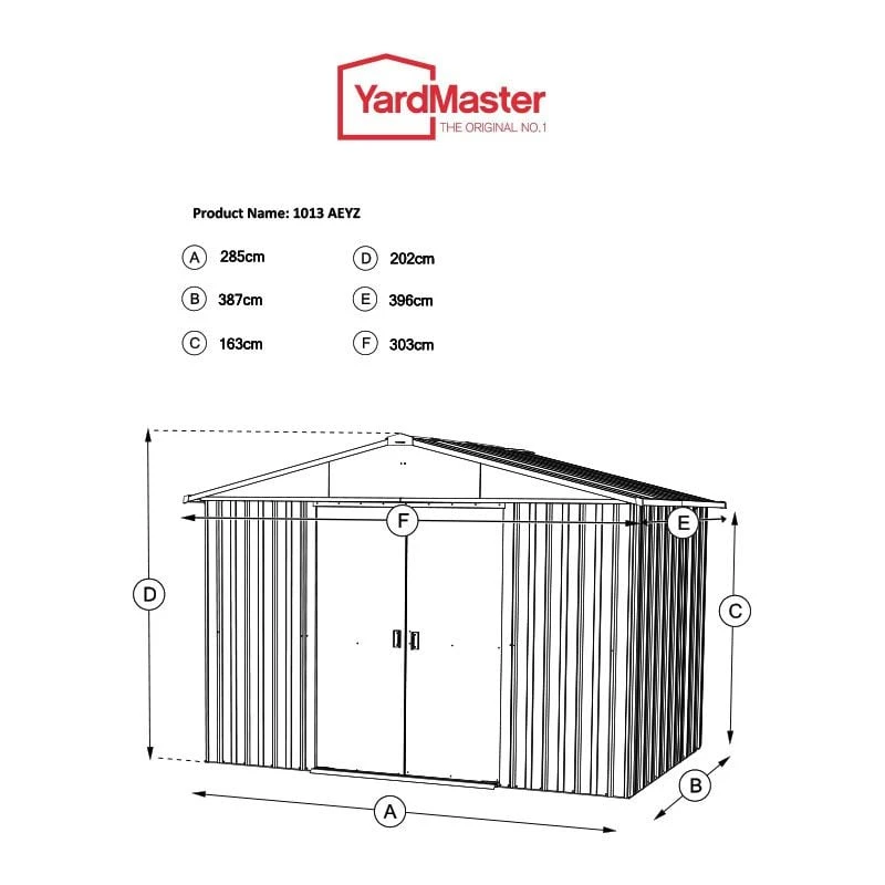 10' X 13' Yardmaster Castleton Anthracite Metal Shed (3m X 3.9m) 5 10' X 13' Yardmaster Castleton Anthracite Metal Shed (3m X 3.9m) - Image 5