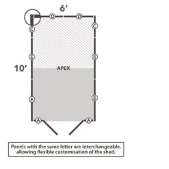 10' X 6' Forest 4Life 25yr Guarantee Overlap Pressure Treated Windowless Double Door Apex Wooden Shed (3.01m X 1.99m) -Halls || Lifetime || Keter Sales 13 opa610ddnwmhd drawing2 min 1