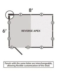 8' X 6' Forest 4Life 25yr Guarantee Overlap Pressure Treated Windowless Reverse Apex Wooden Shed (2.42m X 1.99m) -Halls || Lifetime || Keter Sales 13 opr86nwmhd drawing2 min