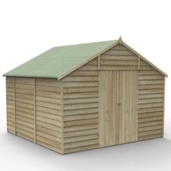 10' X 10' Forest 4Life 25yr Guarantee Overlap Pressure Treated Windowless Double Door Apex Wooden Shed (3.2m X 3.01m) -Halls || Lifetime || Keter Sales 14 opa1010ddnwmhd render1 min