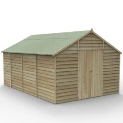 15' X 10' Forest 4Life 25yr Guarantee Overlap Pressure Treated Windowless Double Door Apex Wooden Shed (4.48m X 3.2m) -Halls || Lifetime || Keter Sales 14 opa1015ddnwmhd render1 min