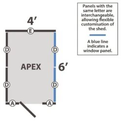6' X 4' Forest 4Life 25yr Guarantee Overlap Pressure Treated Apex Wooden Shed - 4 Windows (1.89m X 1.34m) -Halls || Lifetime || Keter Sales 15 opa464wmf drawing2 min
