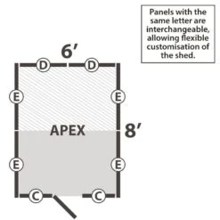 8' X 6' Forest 4Life 25yr Guarantee Overlap Pressure Treated Windowless Apex Wooden Shed (2.43m X 1.99m) -Halls || Lifetime || Keter Sales 15 opa68nwm drawing2 min