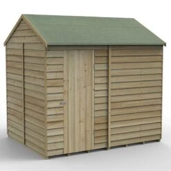 8' X 6' Forest 4Life 25yr Guarantee Overlap Pressure Treated Windowless Reverse Apex Wooden Shed (2.42m X 1.99m) -Halls || Lifetime || Keter Sales 15 opr86nwmhd render1 min
