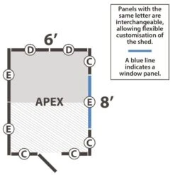 8' X 6' Forest 4Life 25yr Guarantee Overlap Pressure Treated Apex Wooden Shed (2.43m X 1.99m) -Halls || Lifetime || Keter Sales 16 opa68m drawing2 min