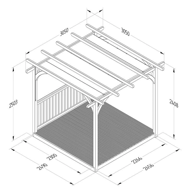 8' X 8' Forest Pergola Deck Kit With Retractable Canopy No. 2 (2.4m X 2.4m) 2 8' X 8' Forest Pergola Deck Kit With Retractable Canopy No. 2 (2.4m X 2.4m) - Image 2