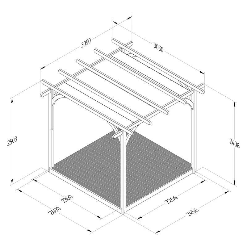 8' X 8' Forest Pergola Deck Kit With Retractable Canopy No. 1 (2.4m X 2.4m) 2 8' X 8' Forest Pergola Deck Kit With Retractable Canopy No. 1 (2.4m X 2.4m) - Image 2