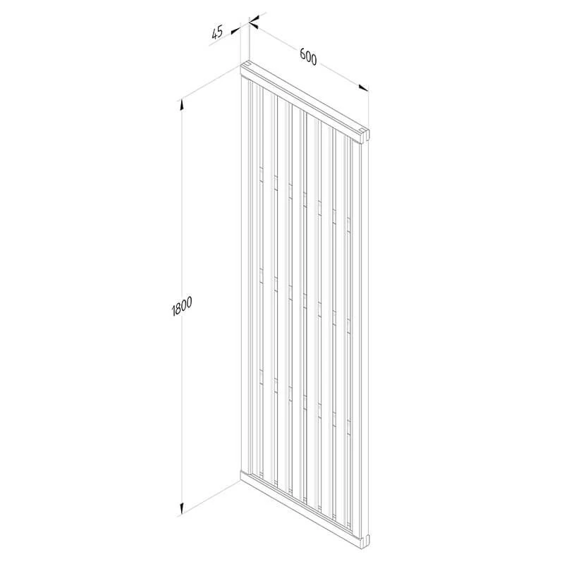 Forest 6' X 2' Pressure Treated Vertical Slatted Garden Screen Panel (1.8m X 0.6m) 2 Forest 6' X 2' Pressure Treated Vertical Slatted Garden Screen Panel (1.8m X 0.6m) - Image 2