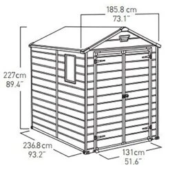 6' X 8' Keter Manor Plastic Garden Shed (1.86m X 2.37m) -Halls || Lifetime || Keter Sales 3 230256 6x8 keter manor drawing min