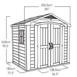 8' X 6' Keter Factor Plastic Garden Shed (2.57m X 1.82m) -Halls || Lifetime || Keter Sales 3 251531 8x6 keter factor drawing min