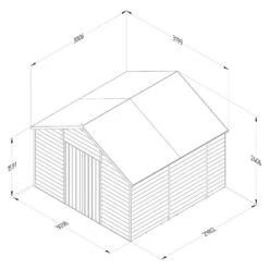 10' X 10' Forest 4Life 25yr Guarantee Overlap Pressure Treated Windowless Double Door Apex Wooden Shed (3.2m X 3.01m) -Halls || Lifetime || Keter Sales 3 opa1010ddnwmhd drawing1 min