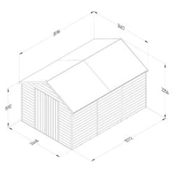 12' X 8' Forest 4Life 25yr Guarantee Overlap Pressure Treated Windowless Double Door Apex Wooden Shed (3.6m X 2.61m) -Halls || Lifetime || Keter Sales 3 opa812ddnwmhd drawing1 min