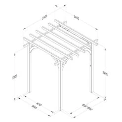 Forest Ultima Wooden Garden Pergola With Retractable Canopy 8' X 8' -Halls || Lifetime || Keter Sales 3 uperg24chd drawing min