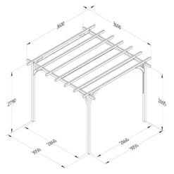Forest Large Ultima Wooden Garden Pergola With Retractable Canopy 12' X 12' -Halls || Lifetime || Keter Sales 3 upk02chd drawing min