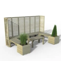 10' X 6'8 Forest Modular Wooden Garden Seating Set Number 4 (3.06m X 2.03m) -Halls || Lifetime || Keter Sales 7 modseat4hd render1 min 1