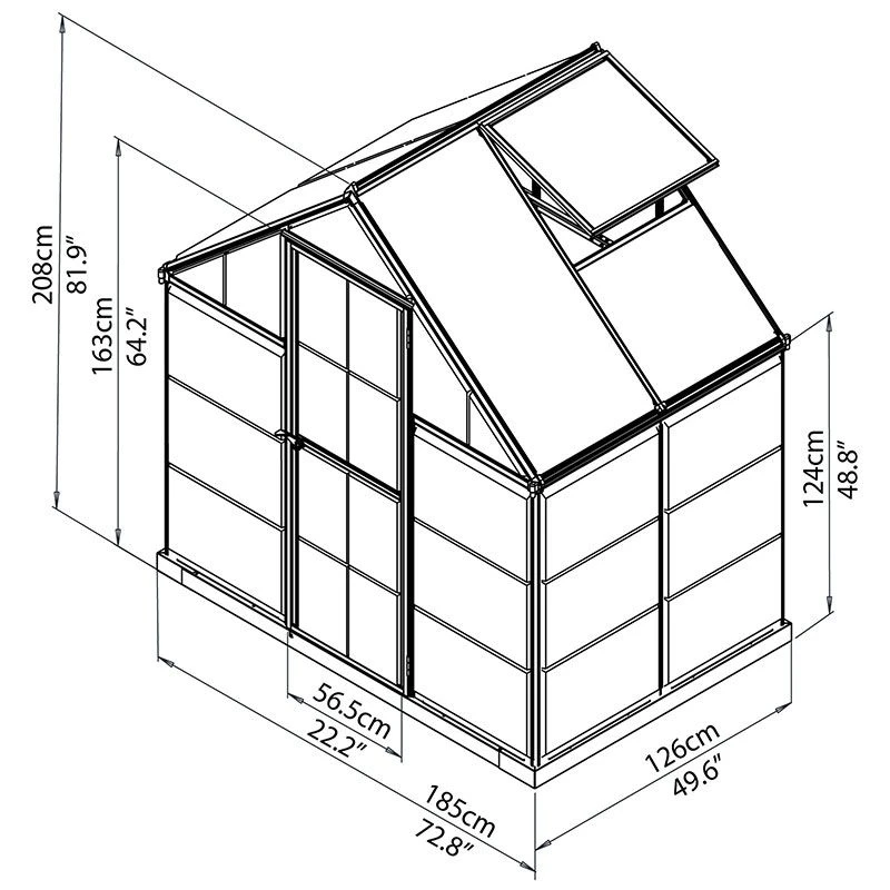 6'x4' Palram Canopia Hybrid Small Green Polycarbonate Greenhouse (1.8x1.2m) 3 6'x4' Palram Canopia Hybrid Small Green Polycarbonate Greenhouse (1.8x1.2m) - Image 3