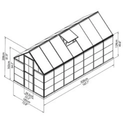 6'x14' Palram Canopia Hybrid Large Walk In Silver Polycarbonate Greenhouse (1.8x4.2m) 12 6'x14' Palram Canopia Hybrid Large Walk In Silver Polycarbonate Greenhouse (1.8x4.2m) -Halls || Lifetime || Keter Sales 701788 hybrid 6x14 silver drawing1