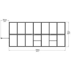6'x14' Palram Canopia Hybrid Large Walk In Silver Polycarbonate Greenhouse (1.8x4.2m) 13 6'x14' Palram Canopia Hybrid Large Walk In Silver Polycarbonate Greenhouse (1.8x4.2m) -Halls || Lifetime || Keter Sales 701788 hybrid 6x14 silver drawing2